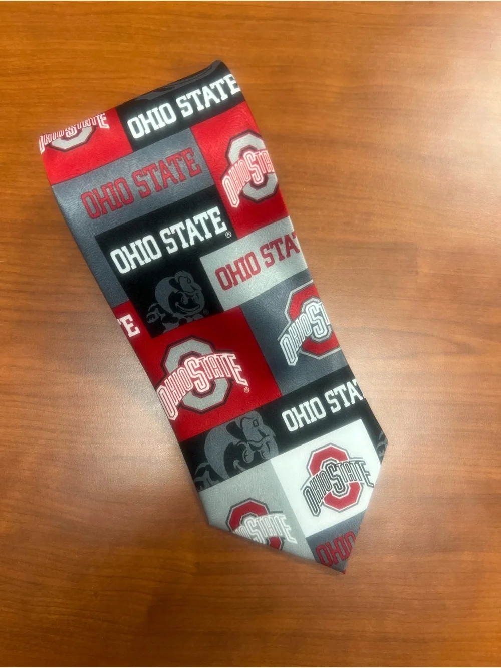 Ralph Marlin Ohio State Patterned Tie - Red, Gray, Black, White